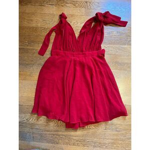 Forever 21 Women's M Red Plunge Neck Shift Dress Party Cocktail